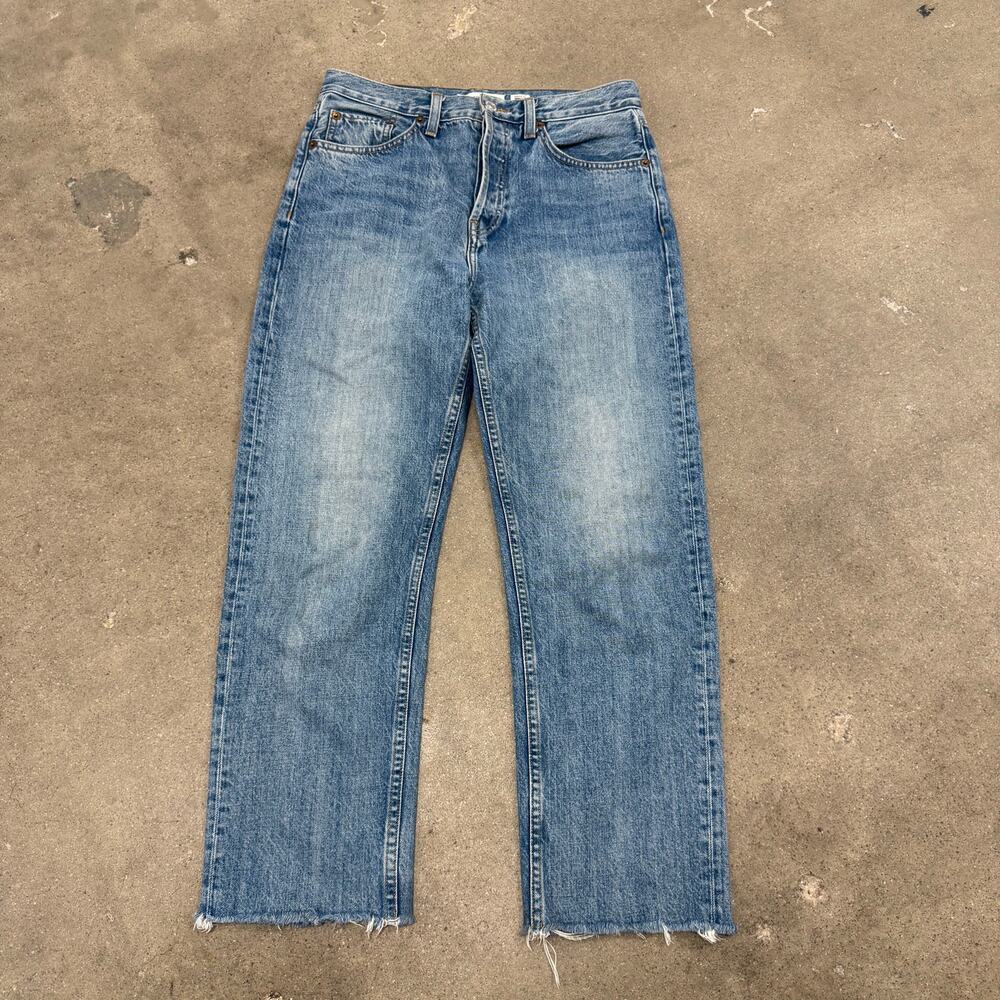 RE/DONE USA Originals Button Fly Striaght Leg Jeans Blue 30x26(Tag 27) Raw Hem